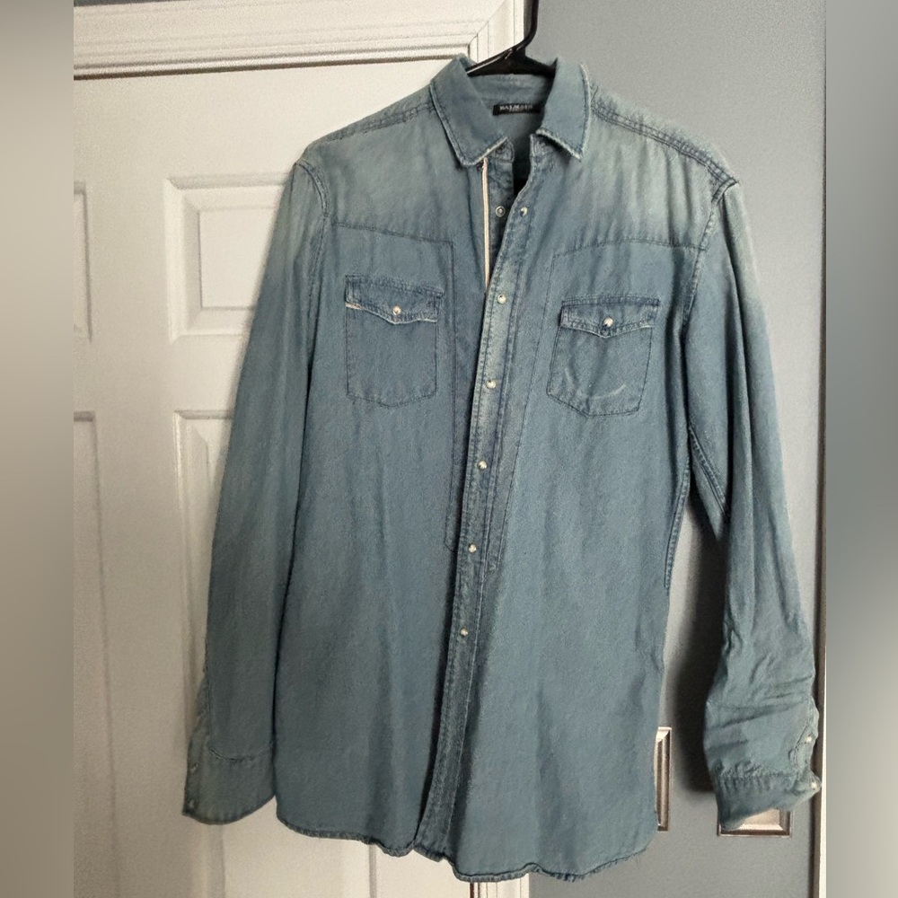 Balmain Light Blue Denim Shirt